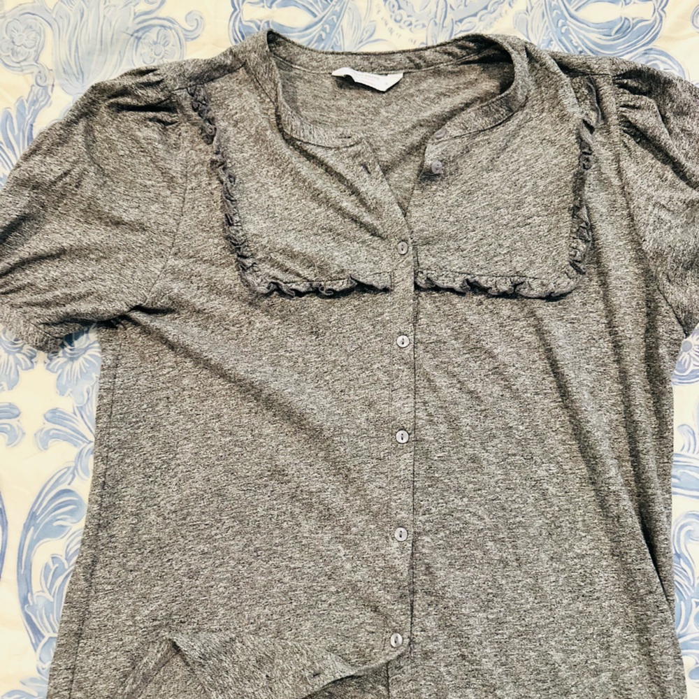 Lucky Brand Gray Button-Up Top
